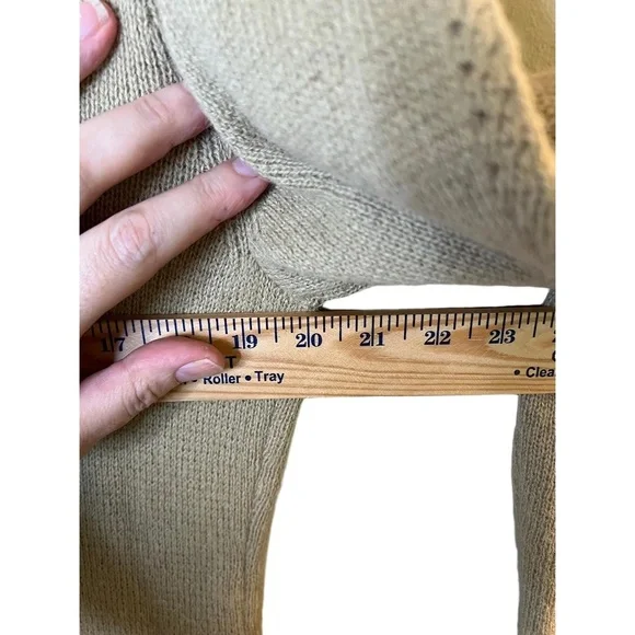Talbots Vintage Size L Beige 100% Alpaca Knit Long Cardigan Collared Duster